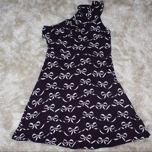 Print One Shoulder Ruffle Fit and Flare Dress